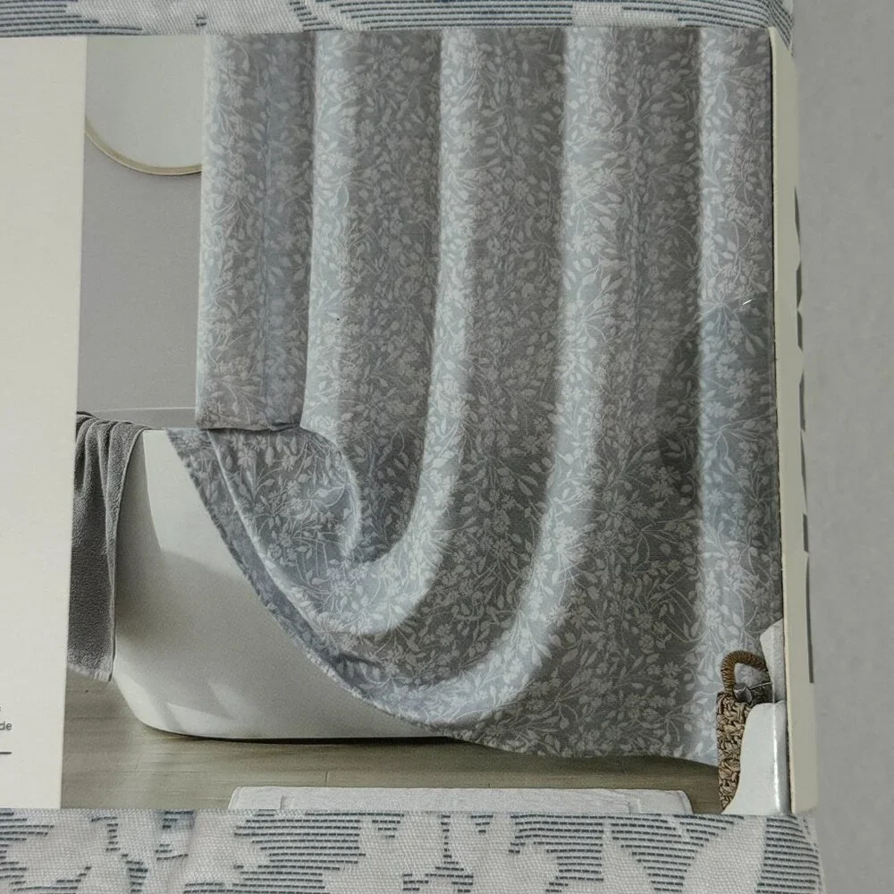 DKNY Heritage Floral Matelasse Shower Curtain Grey/White 72x72 Textured Fabric